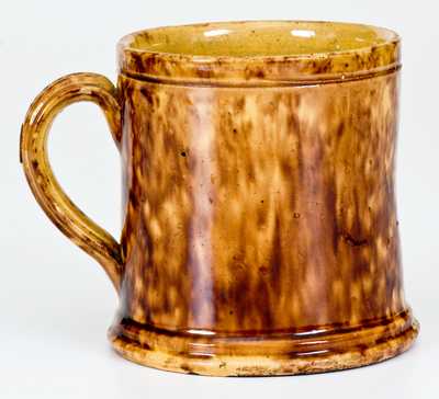 Fine JOHN BELL, Waynesboro, PA Redware Mug with Sponged Decoration