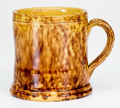 Fine JOHN BELL, Waynesboro, PA Redware Mug with Sponged Decoration