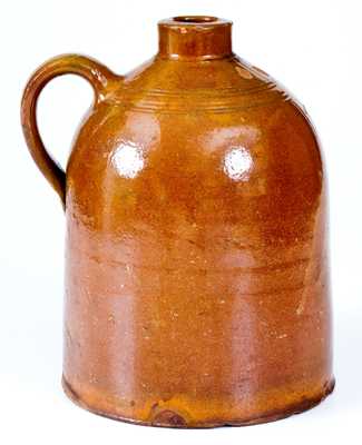 Rare JOHN M. SAFFORD, Monmouth, Maine Glazed Redware Jug