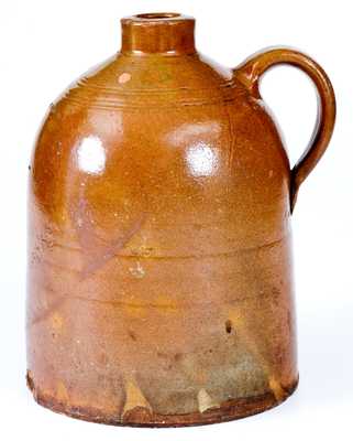 Rare JOHN M. SAFFORD, Monmouth, Maine Glazed Redware Jug
