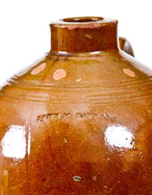 Rare JOHN M. SAFFORD, Monmouth, Maine Glazed Redware Jug