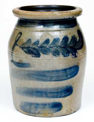 1 Gal. Beaver, PA Stoneware Jar with Stripe and Foliate Decoration