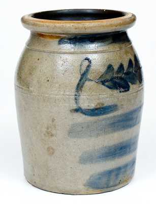 1 Gal. Beaver, PA Stoneware Jar with Stripe and Foliate Decoration