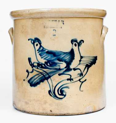 6 Gal. OTTMAN BROS. & CO. / FORT EDWARD, NY Stoneware Double Bird Crock