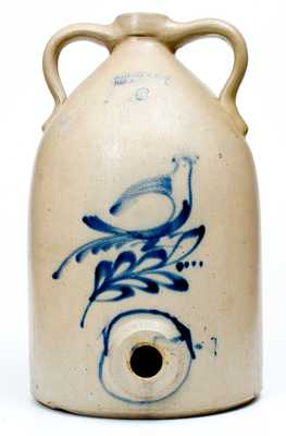 6 Gal. SATTERLEE & MORY / FORT EDWARD, NY Stoneware Jug Cooler w/ Bird Design