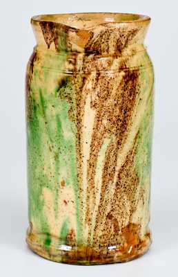 Exceptional Multi-Glazed Redware Pitcher, Strasburg, VA, circa 1890