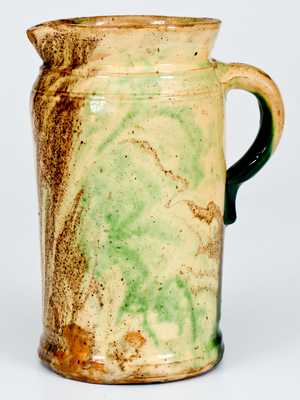 Exceptional Multi-Glazed Redware Pitcher, Strasburg, VA, circa 1890