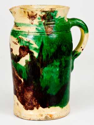 Multi-Glazed Redware Pitcher, Strasburg, VA, circa 1890