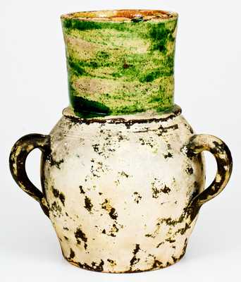 Very Rare J. EBERLY & BRO. / STRASBURG, VA Three-Handled Redware Vase