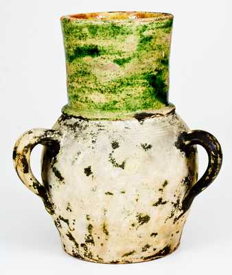 Very Rare J. EBERLY & BRO. / STRASBURG, VA Three-Handled Redware Vase