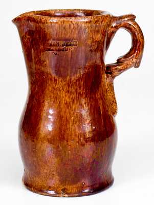 Rare SOLOMON BELL / STRASBURG, VA Redware Pitcher with Molded Handle