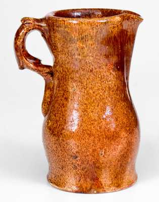 Rare SOLOMON BELL / STRASBURG, VA Redware Pitcher with Molded Handle