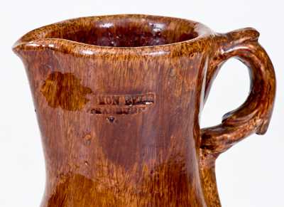 Rare SOLOMON BELL / STRASBURG, VA Redware Pitcher with Molded Handle