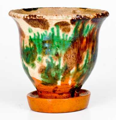 Small Multi-Glazed Redware Flowerpot, Strasburg, VA, circa 1890