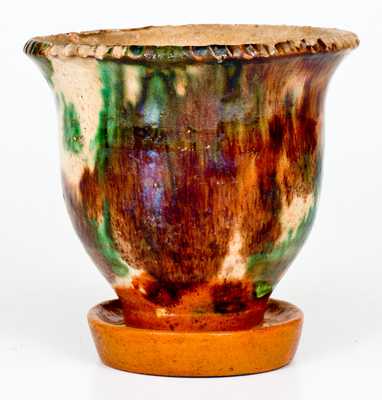 Small Multi-Glazed Redware Flowerpot, Strasburg, VA, circa 1890