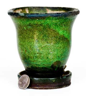 Fine Strasburg, VA Green-Glazed Redware Flowerpot