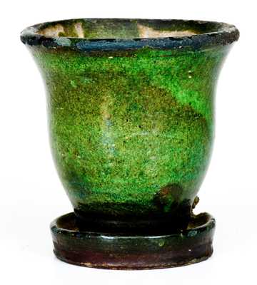 Fine Strasburg, VA Green-Glazed Redware Flowerpot
