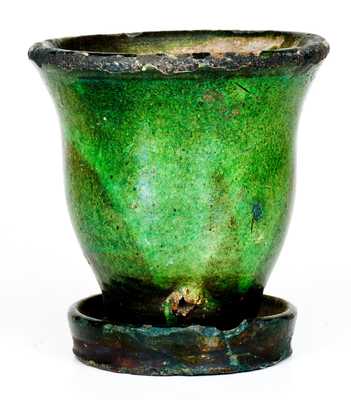 Fine Strasburg, VA Green-Glazed Redware Flowerpot