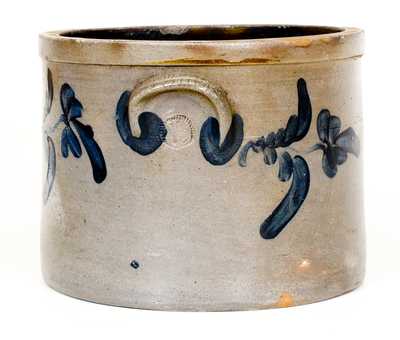 1 1/2 Gal. Probably Huntingdon County, PA Stoneware Cake Crock w/ Floral Decoration