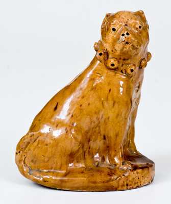 Unusual Hand-Modeled Pennsylvania Redware Dog Figure