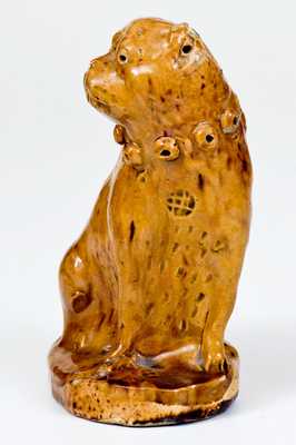 Unusual Hand-Modeled Pennsylvania Redware Dog Figure