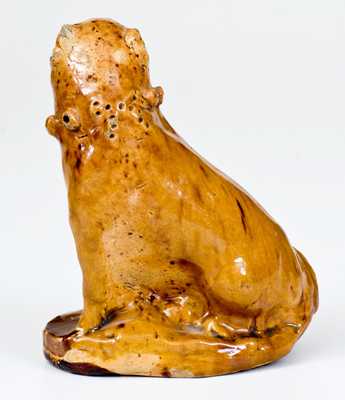 Unusual Hand-Modeled Pennsylvania Redware Dog Figure