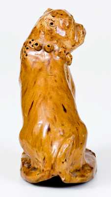 Unusual Hand-Modeled Pennsylvania Redware Dog Figure