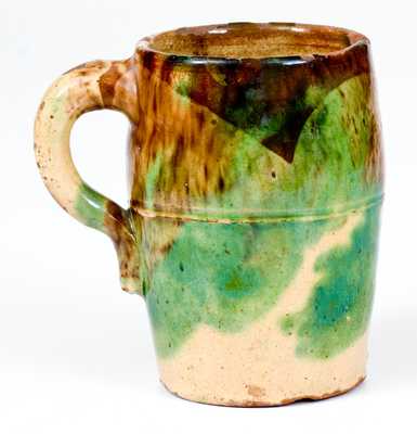 Multi-Glazed Redware Mug, Strasburg, VA, circa 1890