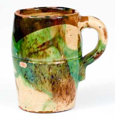 Multi-Glazed Redware Mug, Strasburg, VA, circa 1890