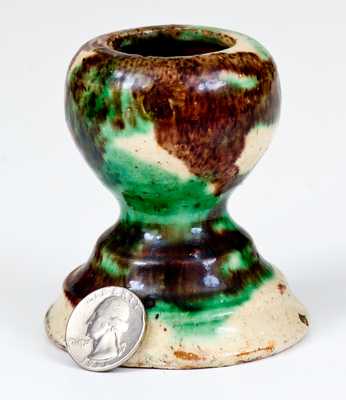 Multi-Glazed Redware Egg Cup, Strasburg, VA, circa 1890