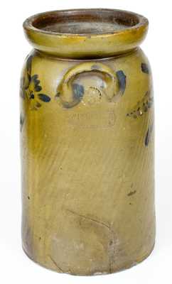 Rare 3 Gal. W. B. KENNER / STRASBURG, VA Stoneware Churn w/ Floral Decoration
