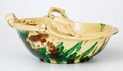 Rare Multi-Glazed Redware Washbowl, Strasburg, VA, circa 1890