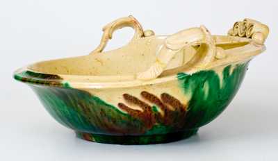 Rare Multi-Glazed Redware Washbowl, Strasburg, VA, circa 1890