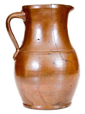 Unusual West Virginia Stoneware Pitcher with Albany-Slip Decoration