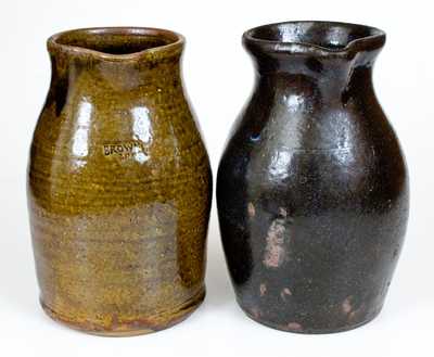 Lot of Two: Alkaline-Glazed Stoneware Pitchers incl. BROWN BROS., Arden, NC Example
