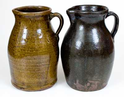 Lot of Two: Alkaline-Glazed Stoneware Pitchers incl. BROWN BROS., Arden, NC Example