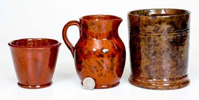 Lot of Three: Pennsylvania Redware Vessels incl. Dated 