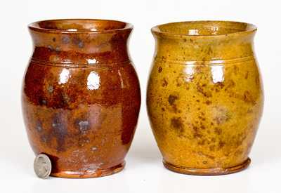 Lot of Two: Small-Sized Glazed Redware Jars, Pennsylvania origin