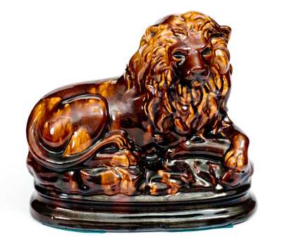 Fine Large-Sized Rockingham Ware Lion Figure