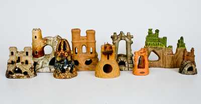 Unusual Collection of Nine Pottery Aquarium Castles