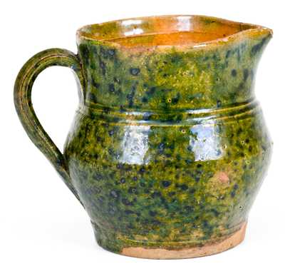 Very Fine Miniature Green-Glazed Southern Redware Pitcher, Salem, NC or Virginia origin