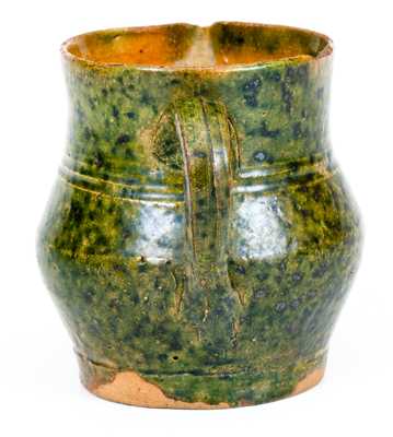 Very Fine Miniature Green-Glazed Southern Redware Pitcher, Salem, NC or Virginia origin