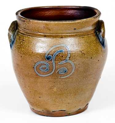 Unusual Half-Gallon Stoneware Jar with Slip-Trailed