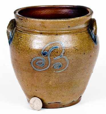 Unusual Half-Gallon Stoneware Jar with Slip-Trailed 
