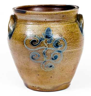Unusual Half-Gallon Stoneware Jar with Slip-Trailed 