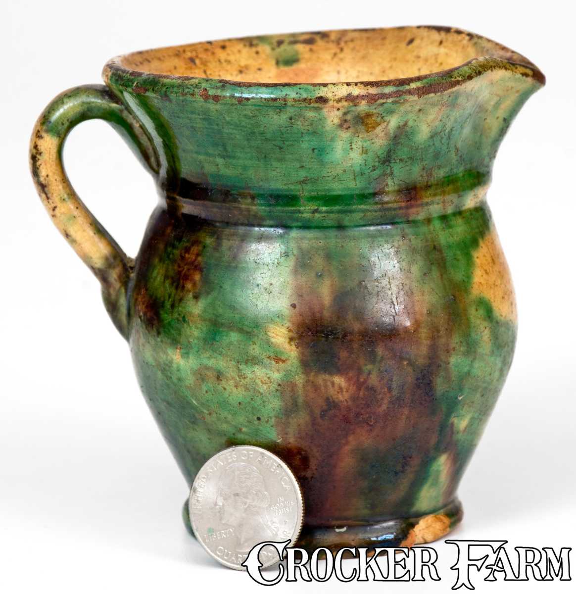 Very Fine Small-Sized Multi-Glazed Redware Pitcher, Strasburg, VA ...