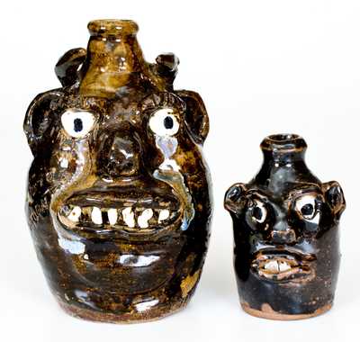 Lot of Two: Marie Rogers, Meansville, GA Stoneware Face Jugs