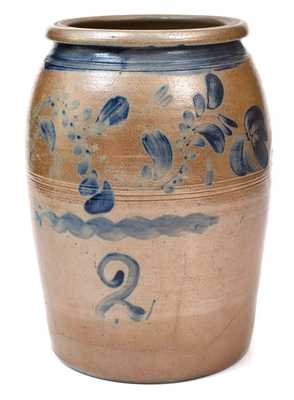 Two-Gallon Western PA Stoneware with Cobalt Floral Decoration, circa 1870.