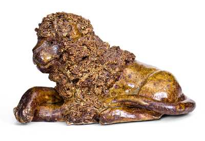 Rare Philadelphia Earthenware Pottery Lion Figure, John Fritz