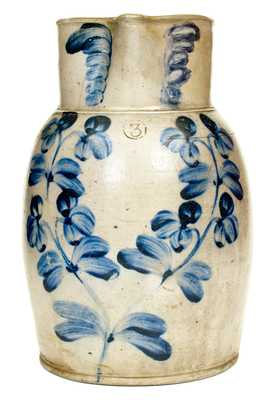 3 Gal. Stoneware Pitcher with Floral Decoration, Baltimore, circa 1870